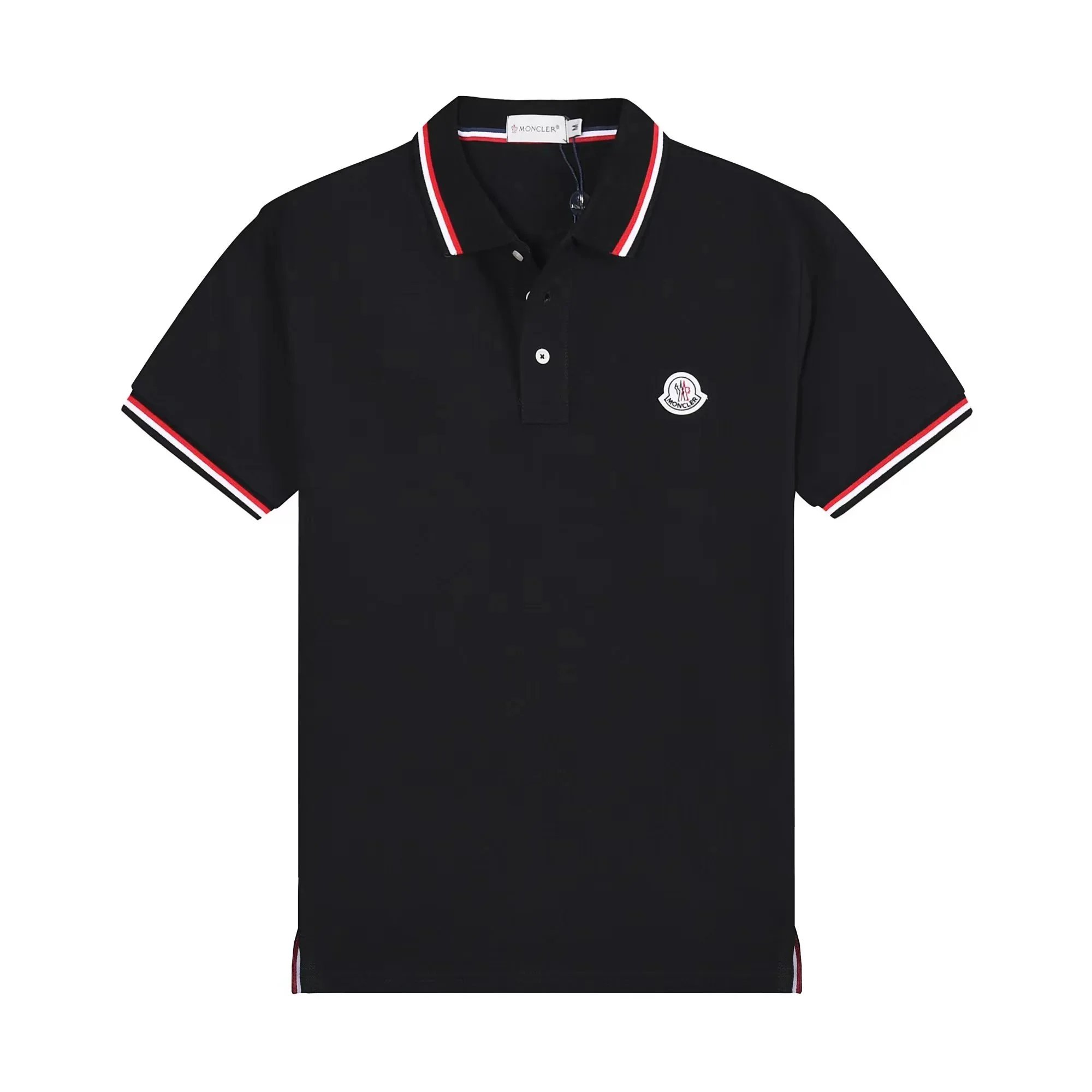 Moncler Shirts Short-Sleeve Polo Shirt with Striped Trim image 7