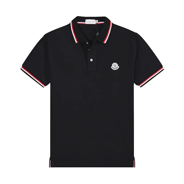 Moncler Shirts Short-Sleeve Polo Shirt with Striped Trim product detail image 9