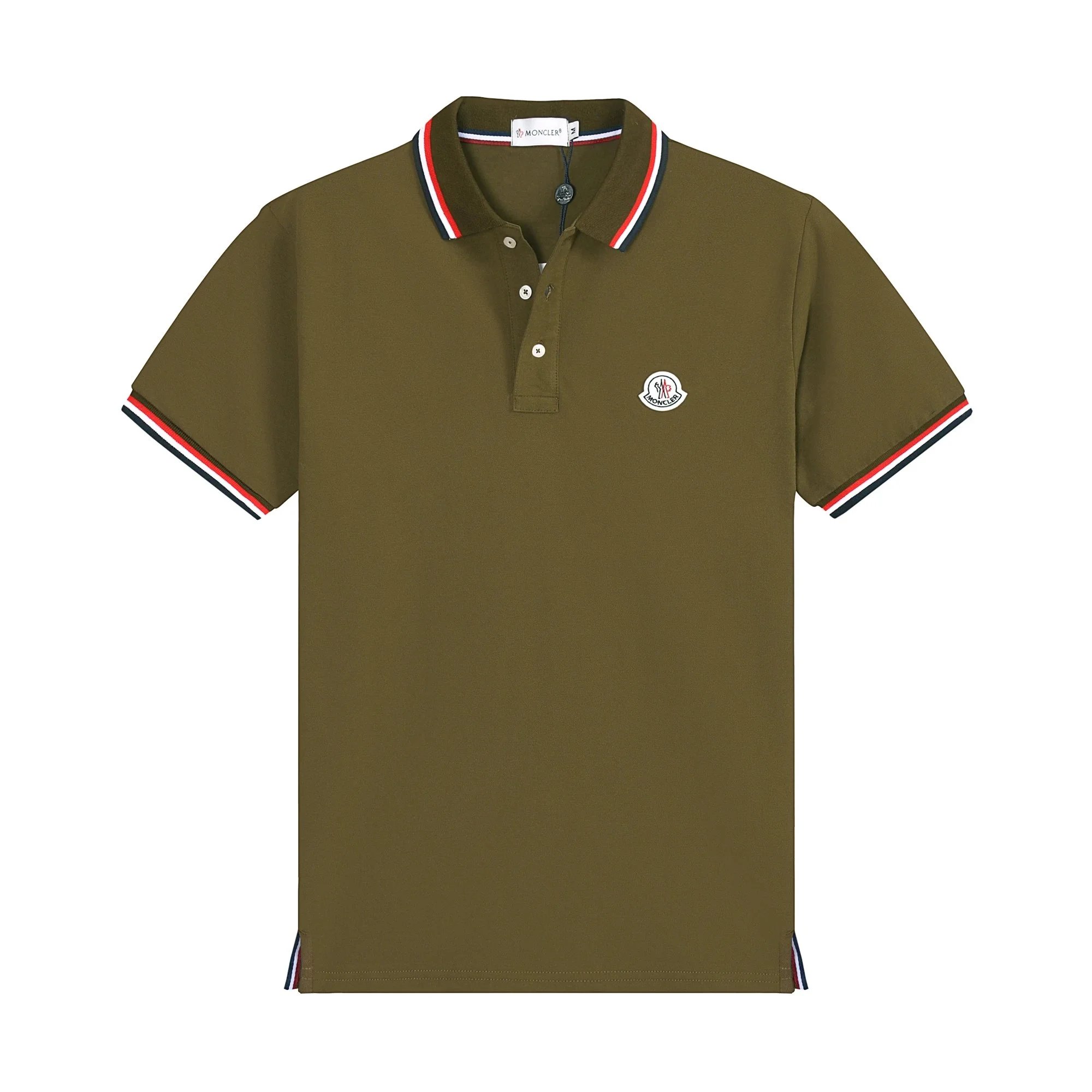 Moncler Shirts Short-Sleeve Polo Shirt with Striped Trim image 3