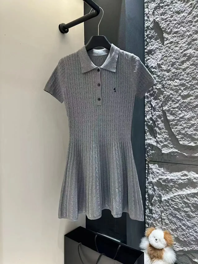 Polo Ralph Lauren Dresses Cable-Knit Short-Sleeve Collar Fit-and-Flare Dress product detail image 14