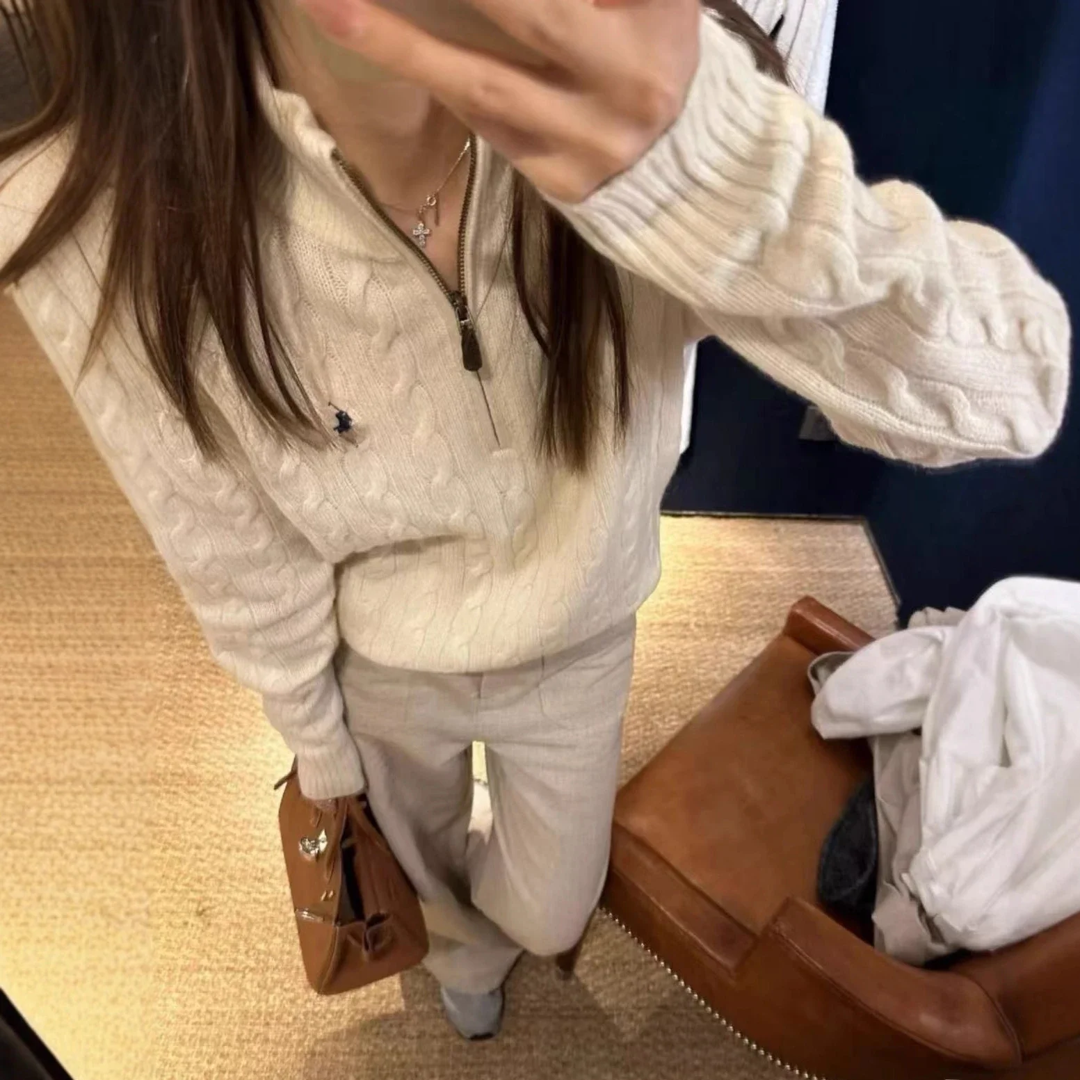 1to1reps Hoodies/Sweaters fashion reps product 高品质RL半拉链绞花毛衣小马标正确版本长