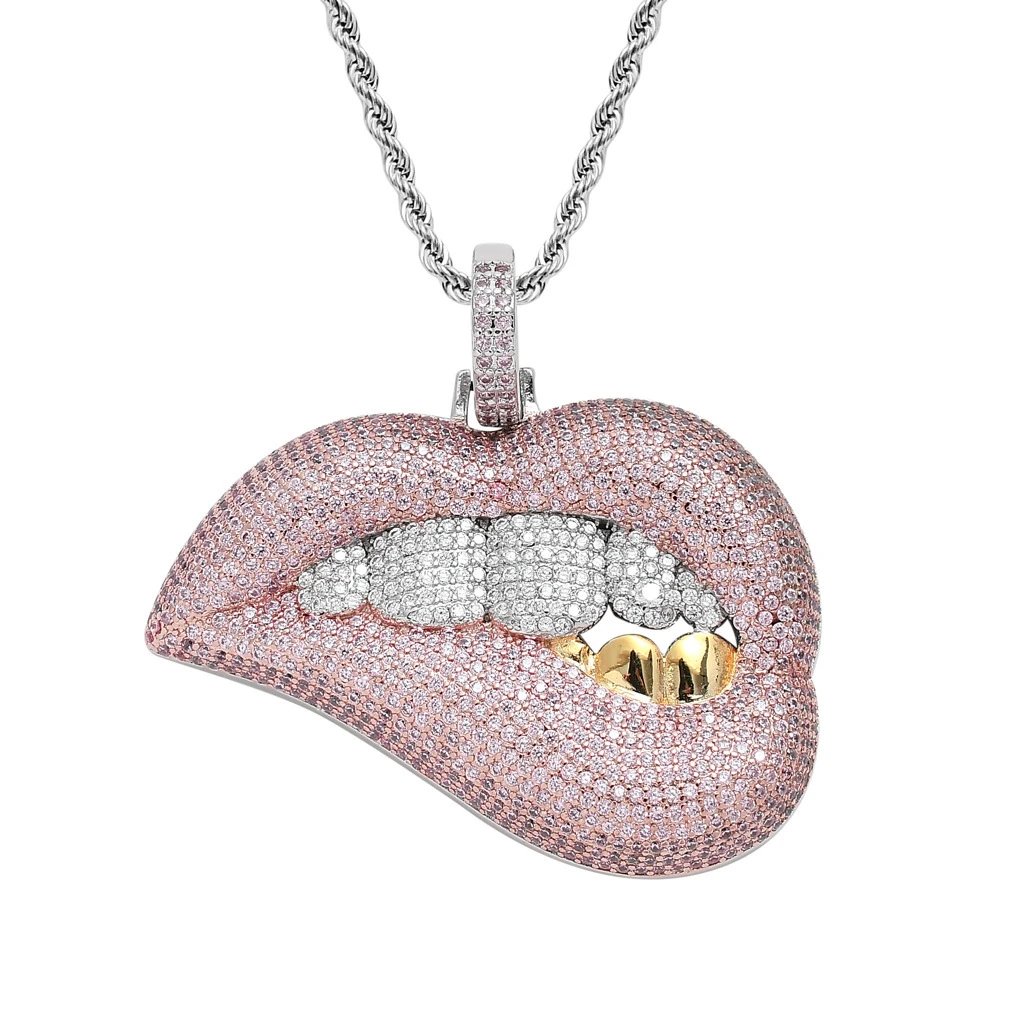 Copper Zircon Lip Necklace