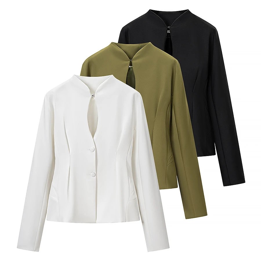 Women Summer Slim V Neck Office Blazer