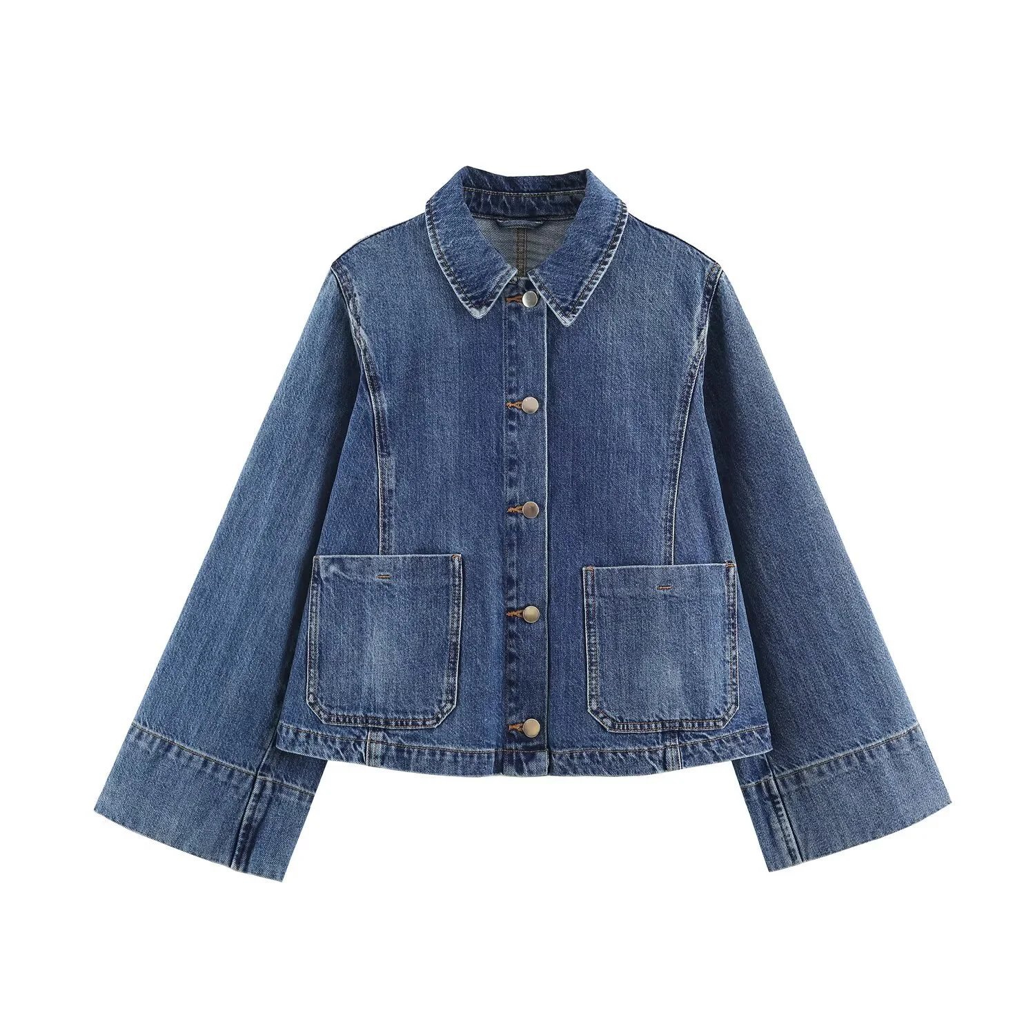 2026 Women Vintage Collar Denim Jacket