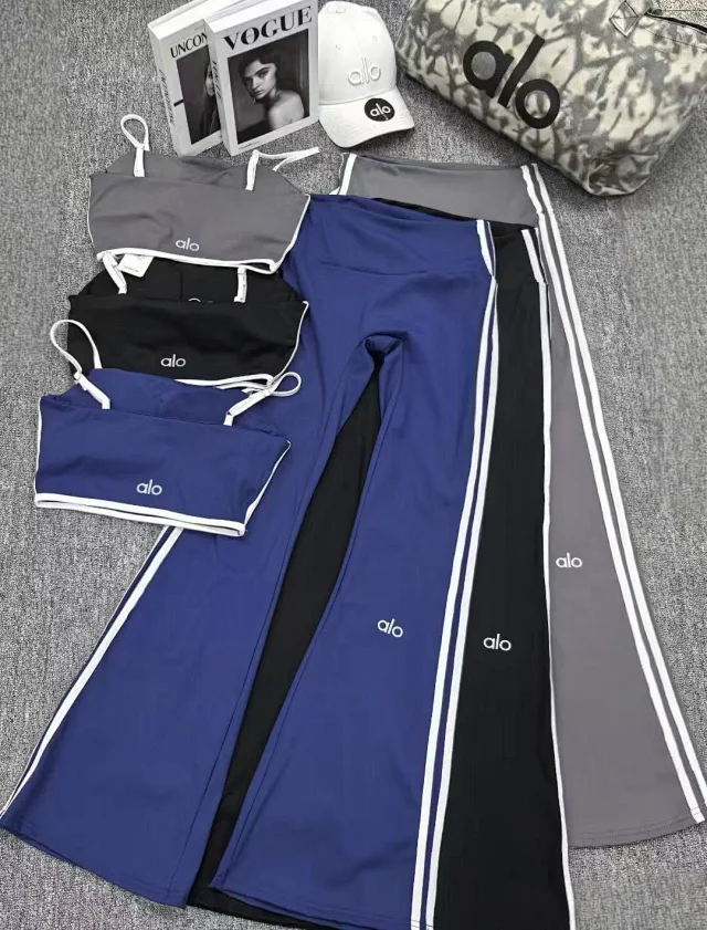 Alo Matching Sets Camisole and flared pants set with contrast side stripes product detail image 3
