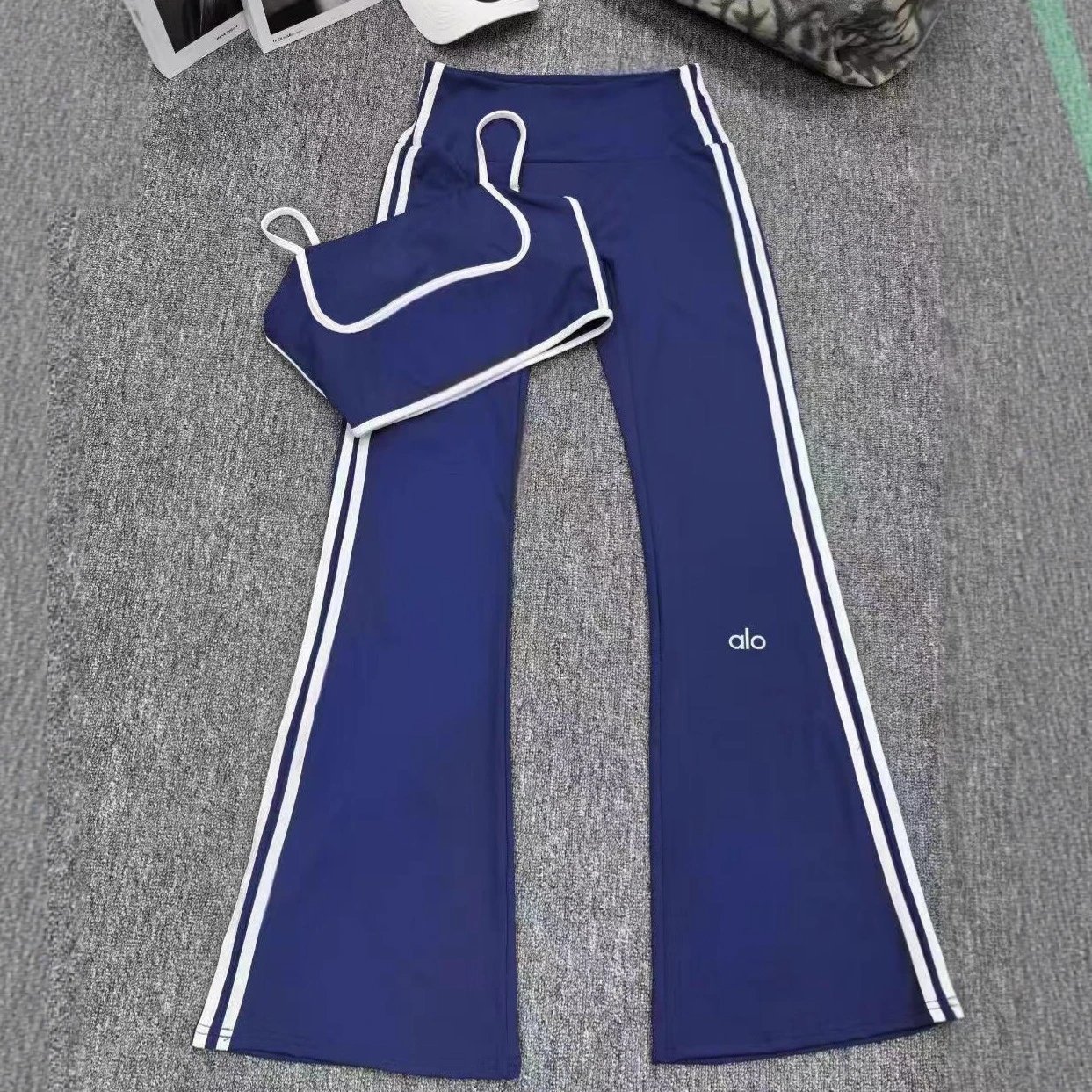 Alo Blue Side Stripe Yoga Pant