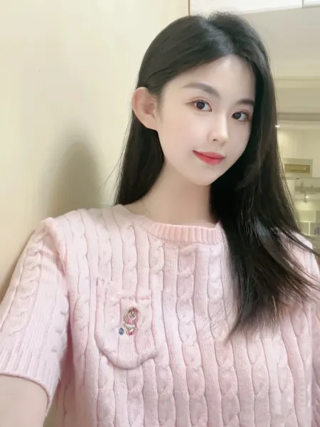 Design YOMO Cable Knit Short-Sleeve Sweater Pink Tops.sweater - 2