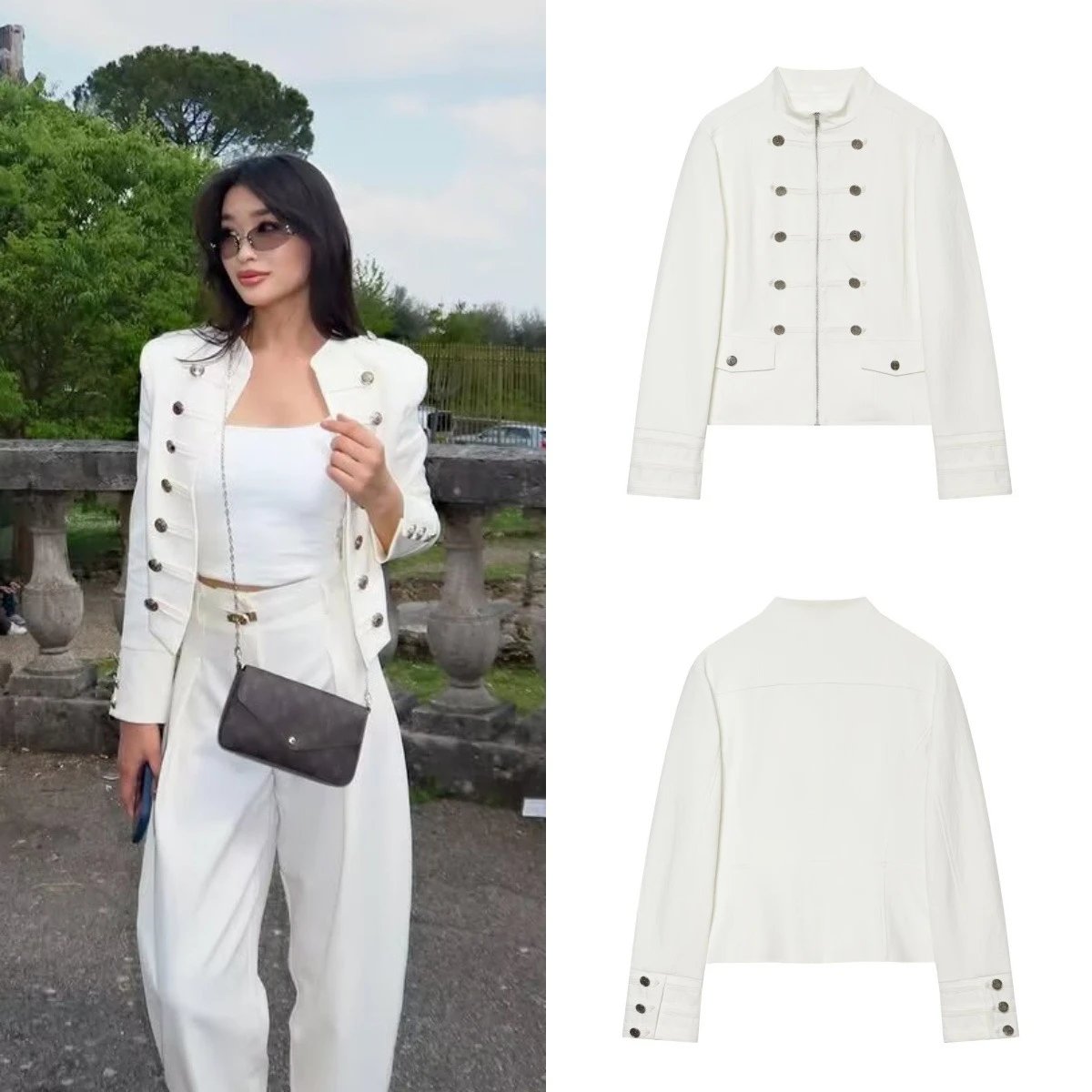 Women Vintage Metal Button Coat