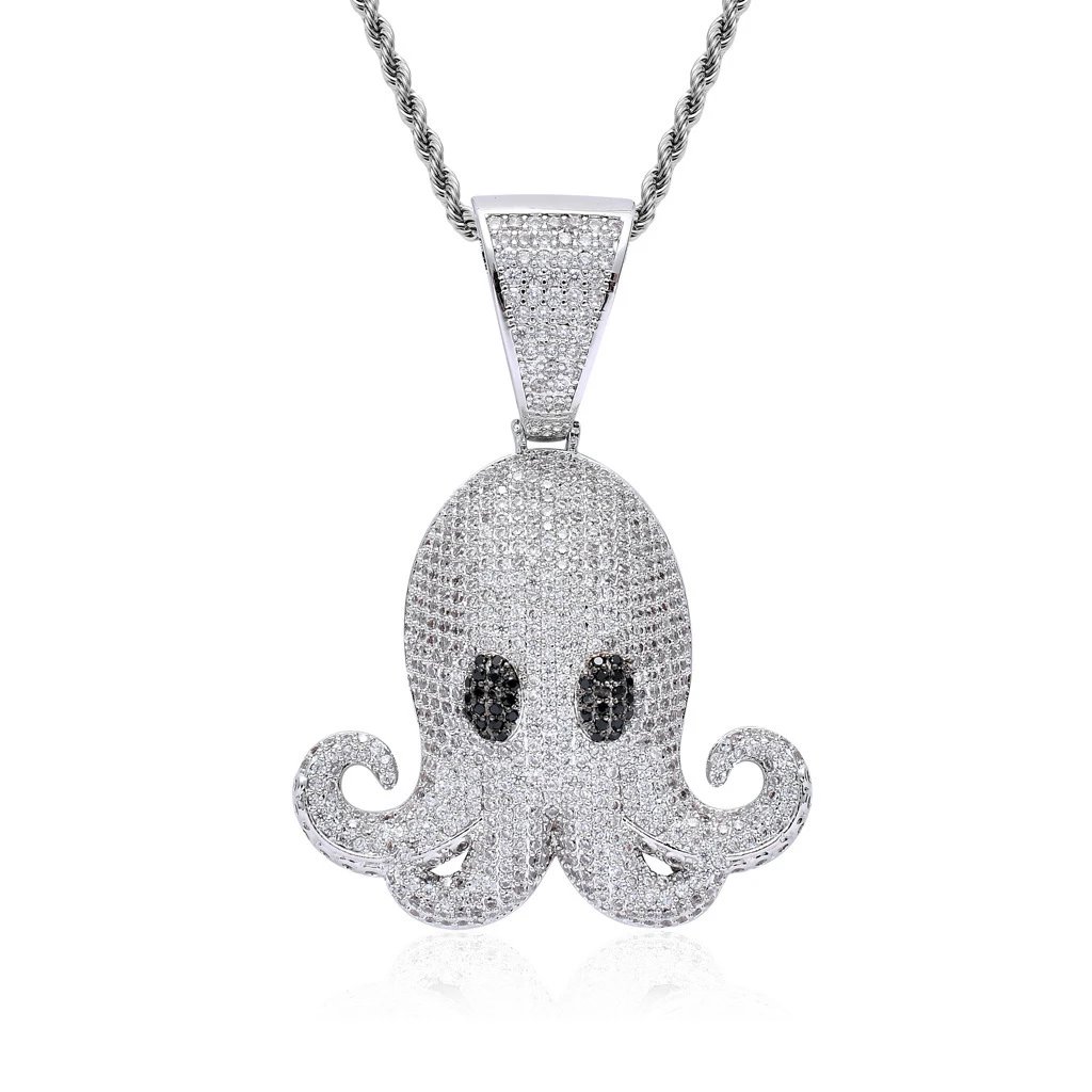 Men's Hip Hop Necklace Copper Octopus Pendant