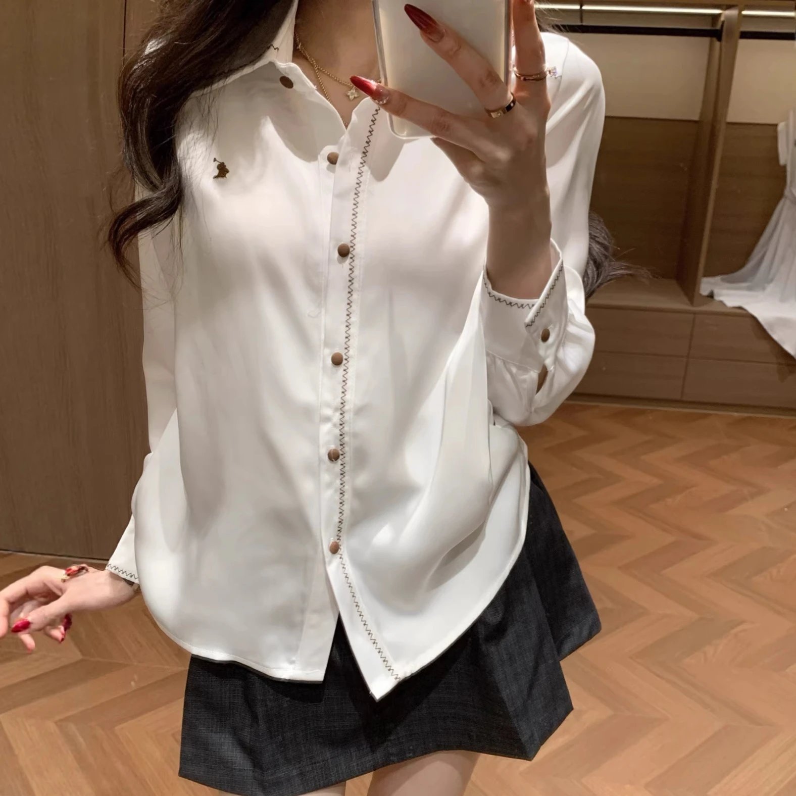 White Elegant Button-Up Blouse
