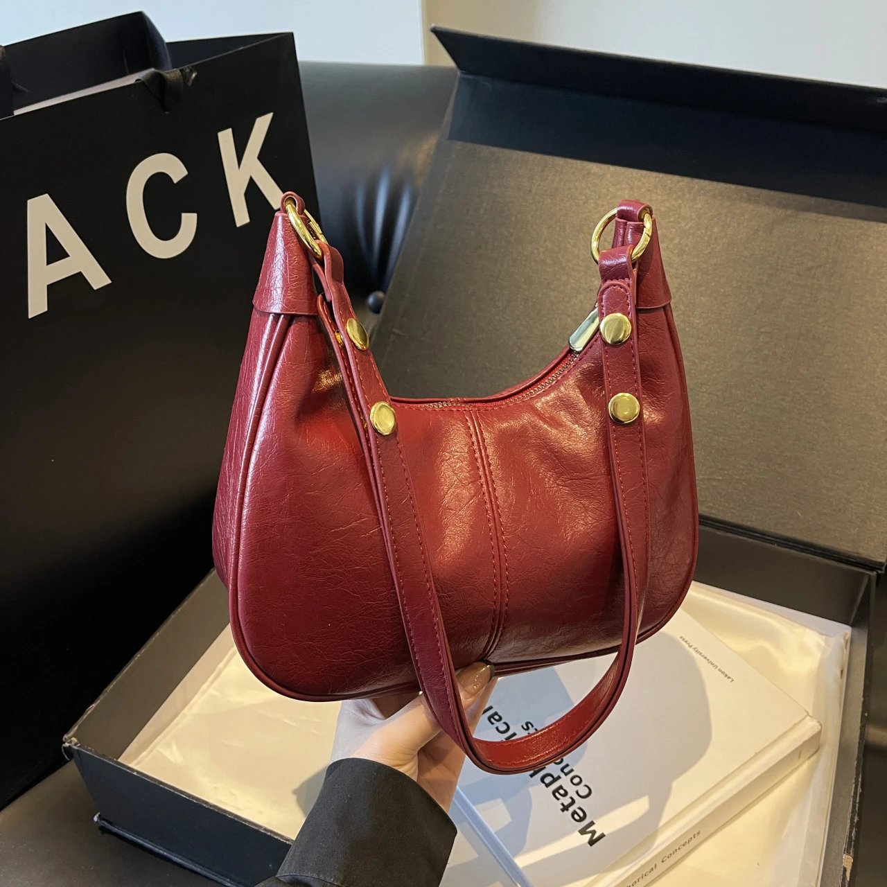 New Trendy Oil Leather Crossbody Bag Fashion S