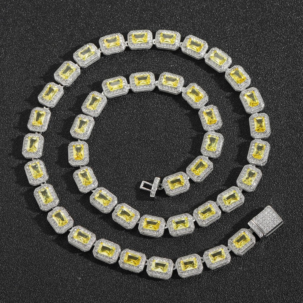 Yellow Crystal Chain Hip Hop Necklace