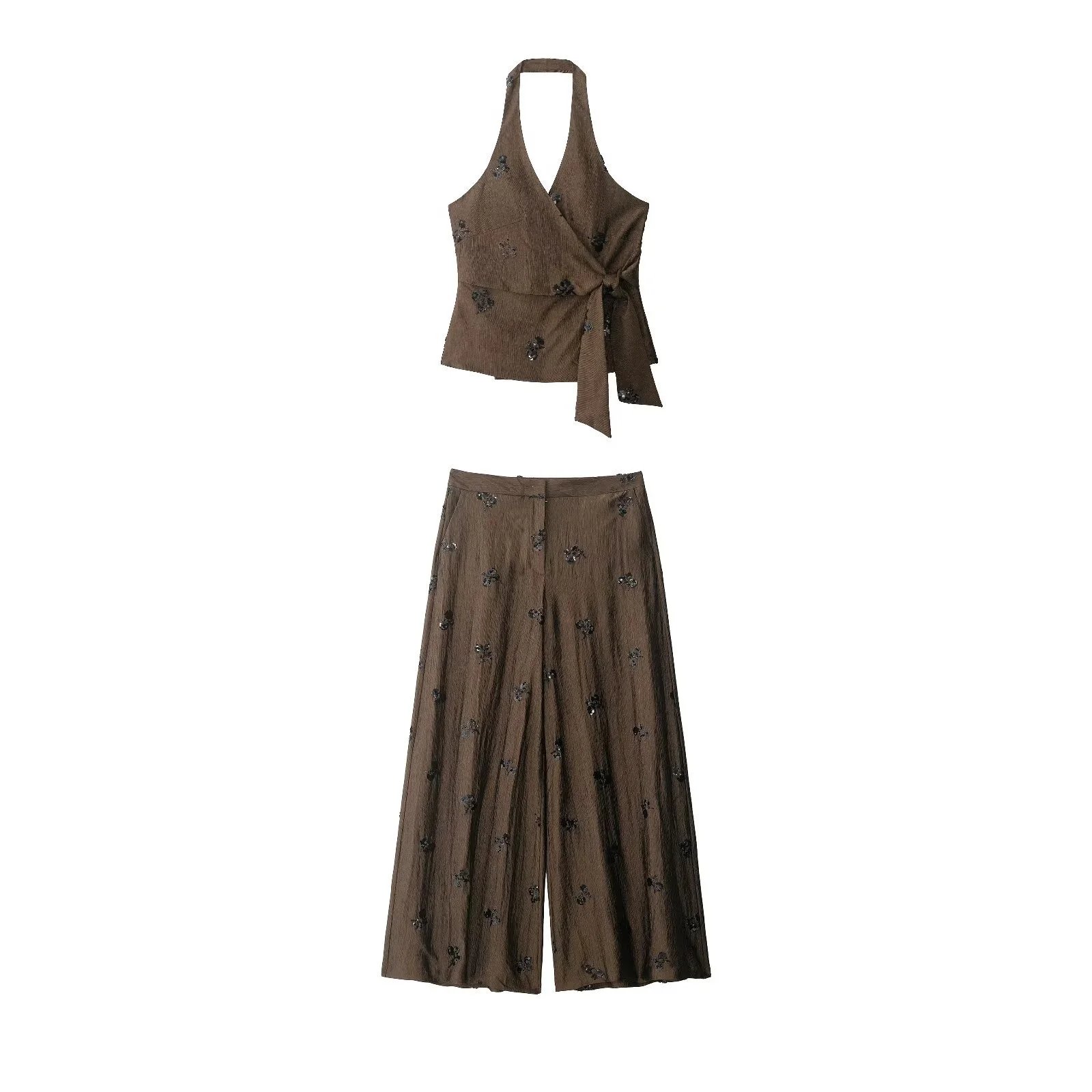 2026 Summer Athletic Crop Top and Wide Leg Pan