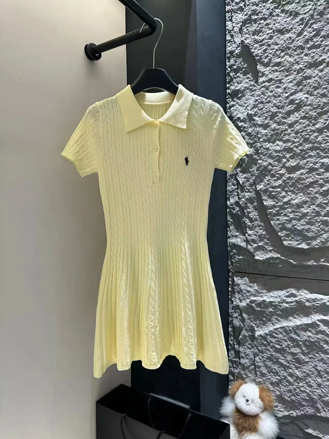 Polo Ralph Lauren Dresses Cable-Knit Short-Sleeve Collar Fit-and-Flare Dress product detail image 12