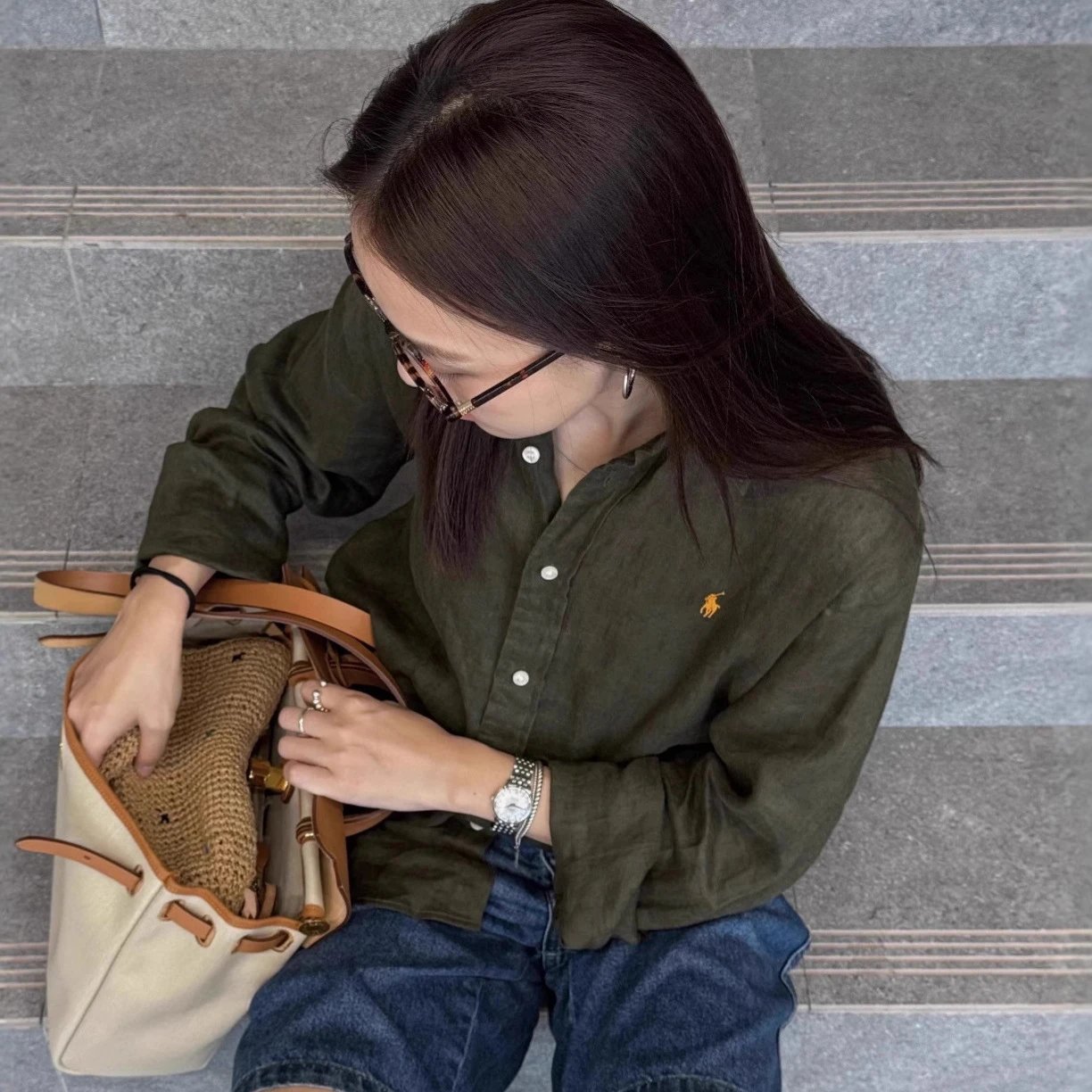 Polo Ralph Lauren Olive Button