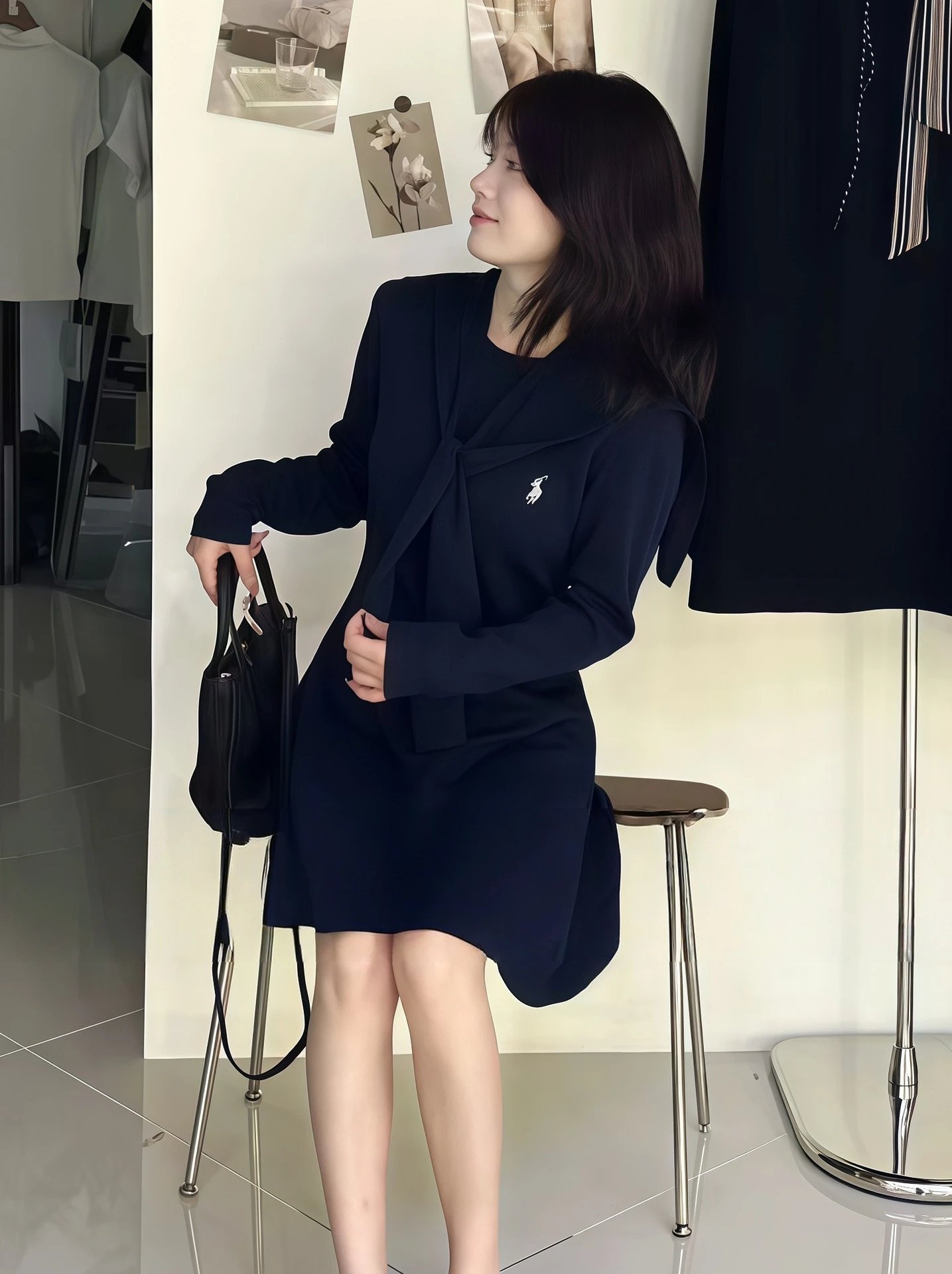 Polo Ralph Lauren Sailor Collar Knit Dress Navy - 6
