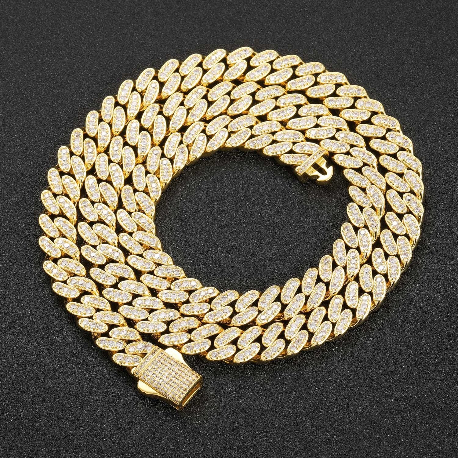 9mm Copper Zircon Chain Necklace Spring Closur