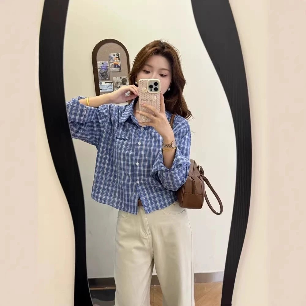 Blue Plaid Short Sleeve Shirt