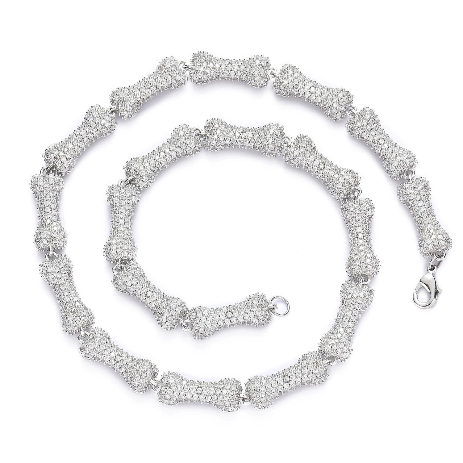 Hip Hop Bone Necklace Pink Performance Chain