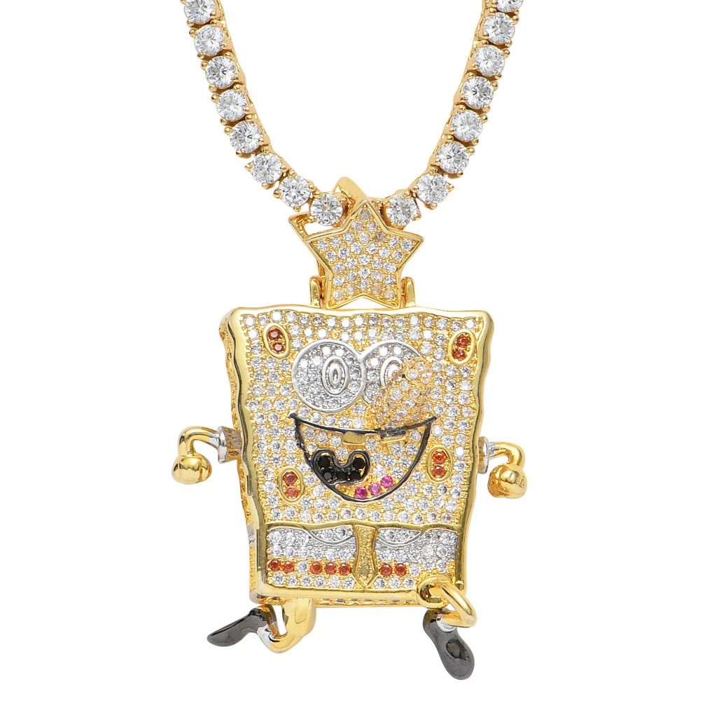Hiphop Cartoon Spongebob Pendant Necklace
