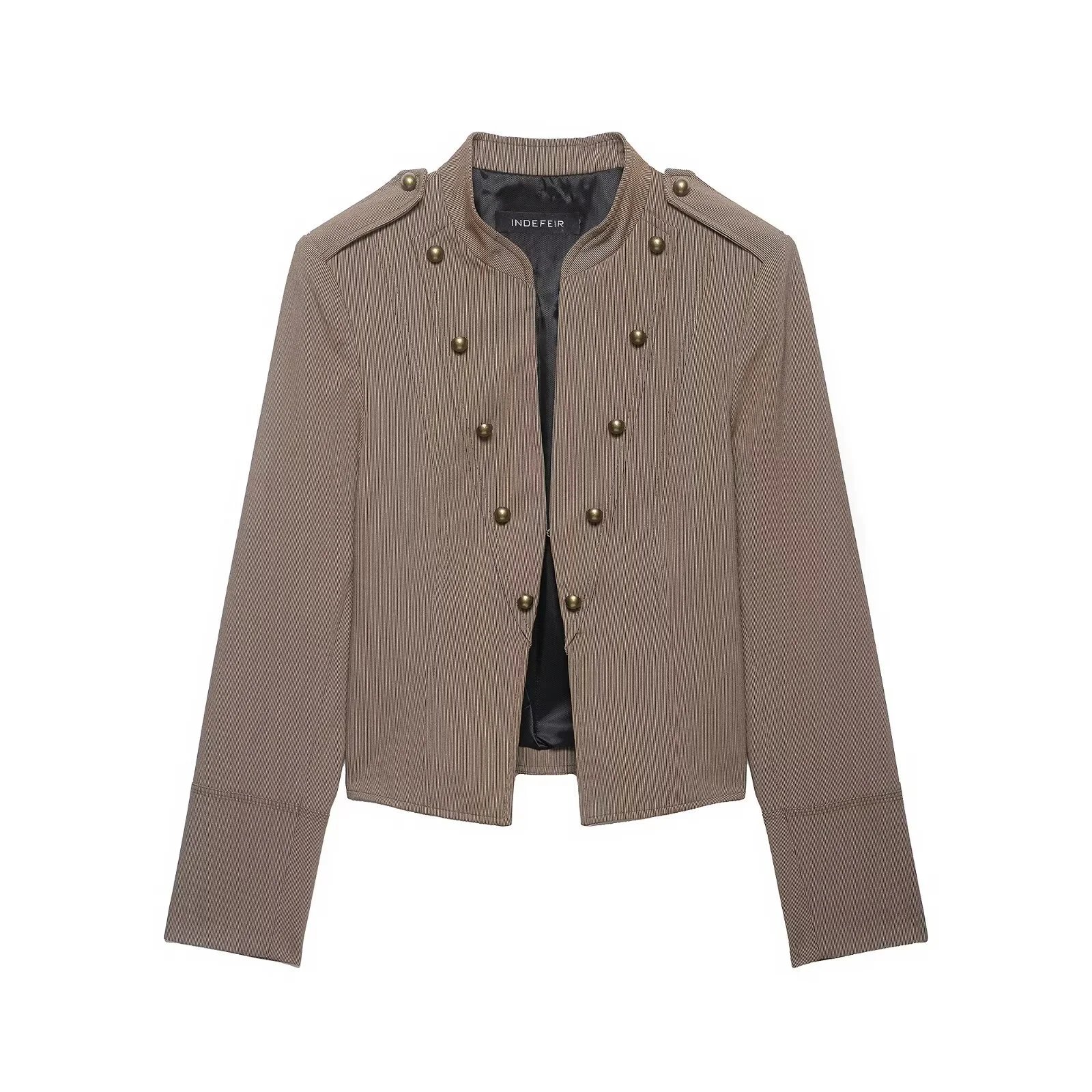 Women Vintage Striped Athletic Jacket