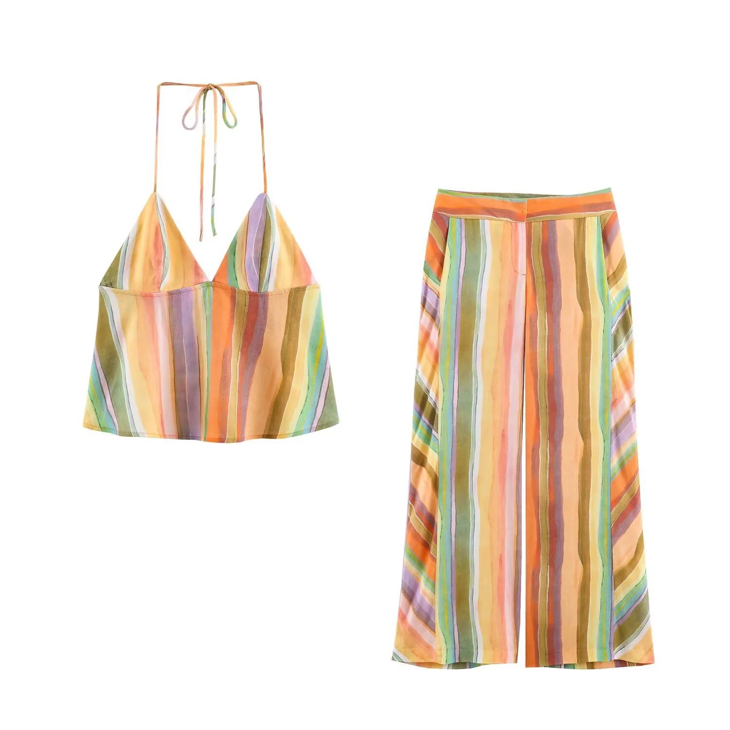 2026 Athletic Vacation Color Block Top and Pan