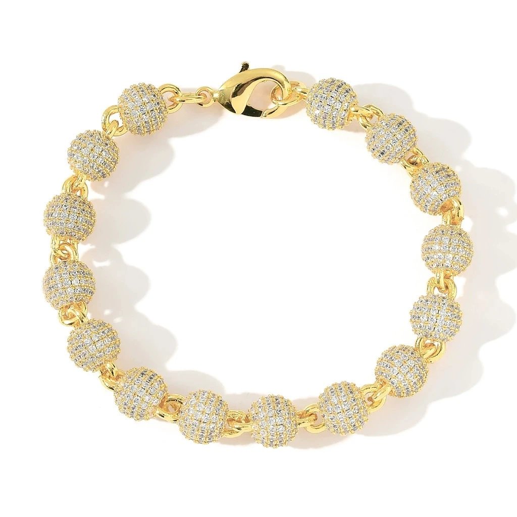 8mm Crystal Rose Gold Chain Hip Hop Street Jew