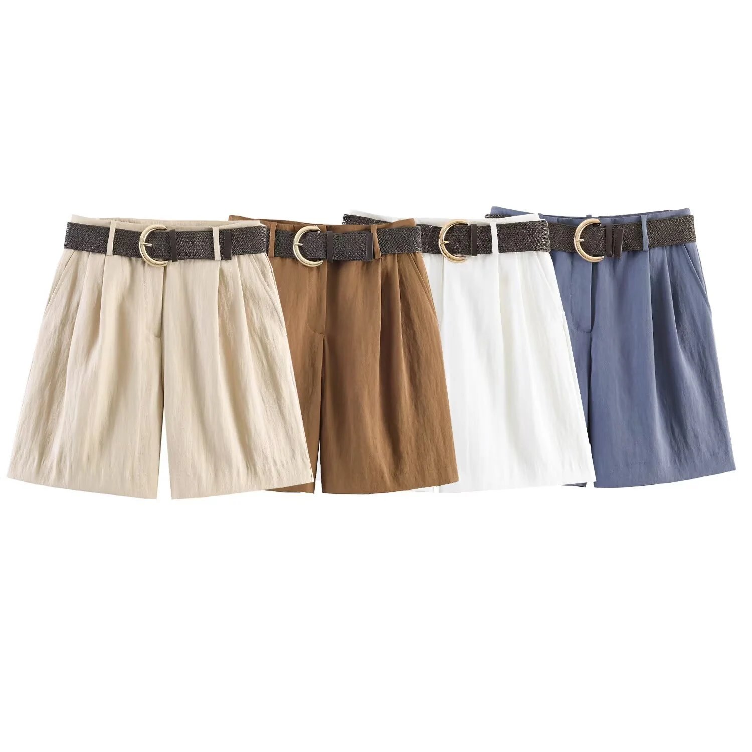Women Athletic High Waist Slim Tapered Shorts