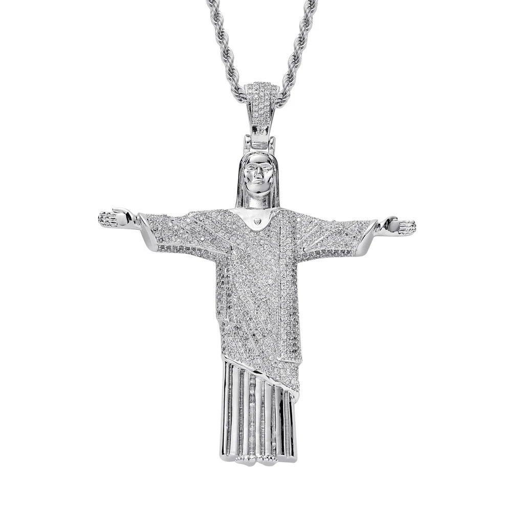 Cross Pendant 18K Gold Copper Zircon Men Hip H