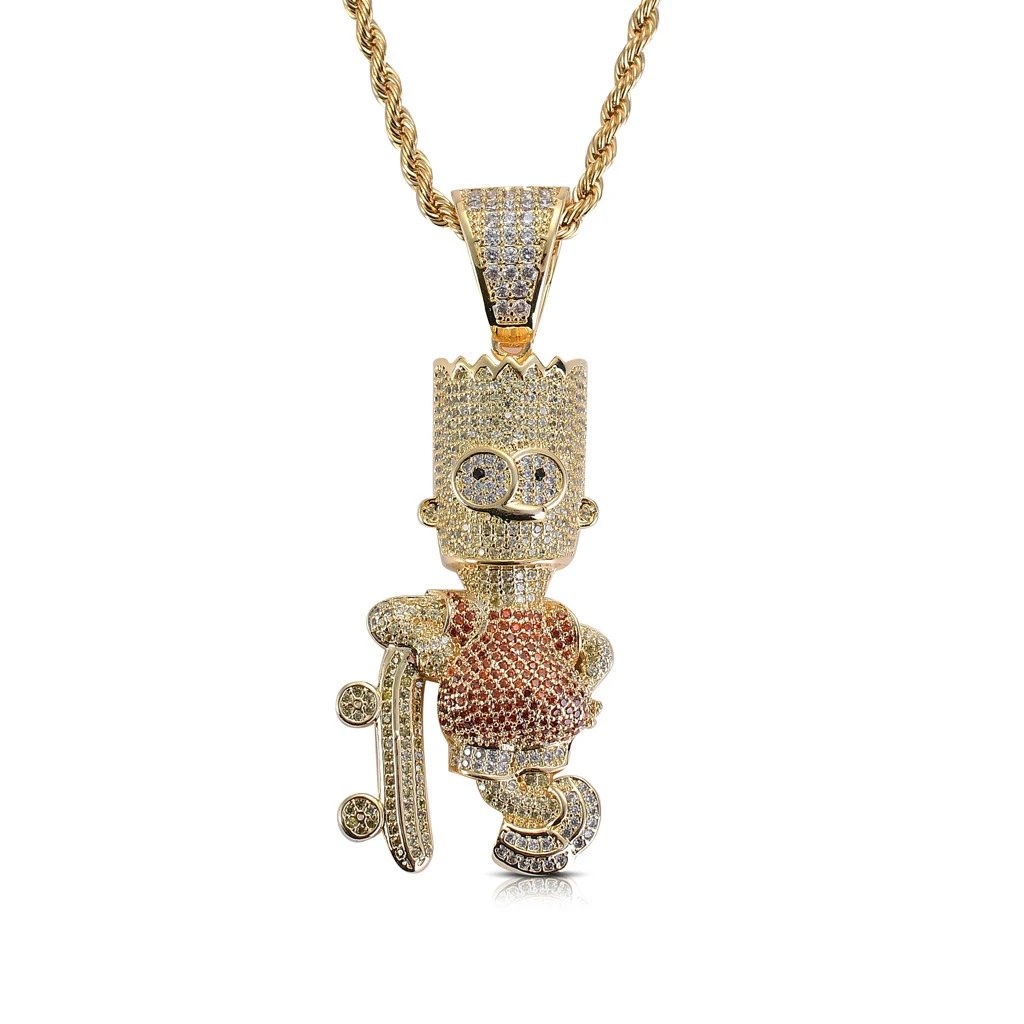 Men's Cartoon Simpson Pendant Zircon Jewelry