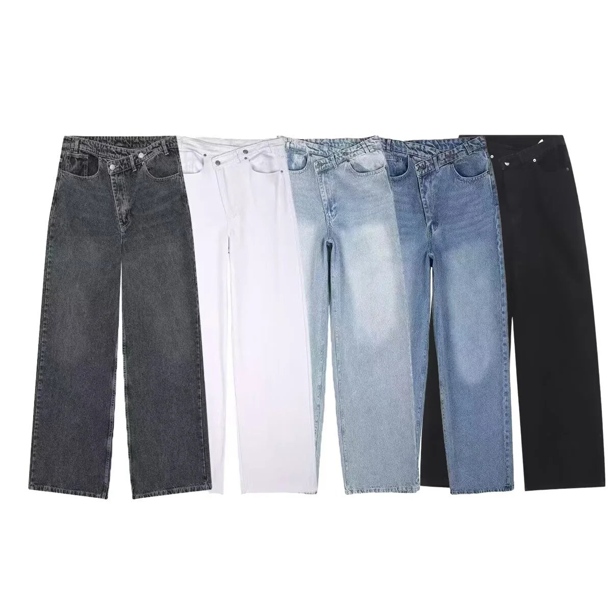Women Athletic High Waist Denim Pants