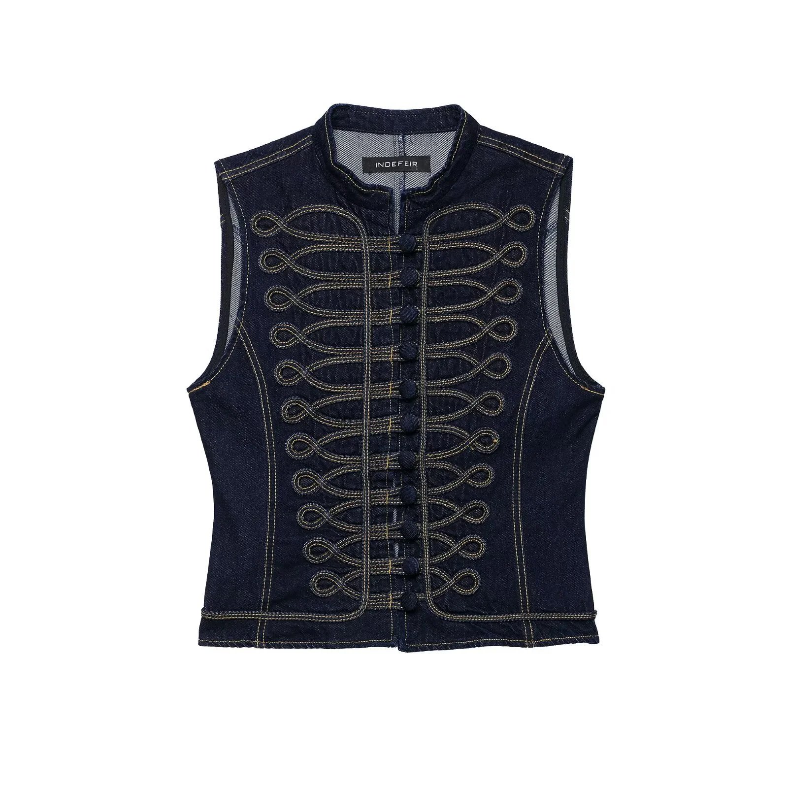 2026 Summer Vintage Court Neck Denim Vest