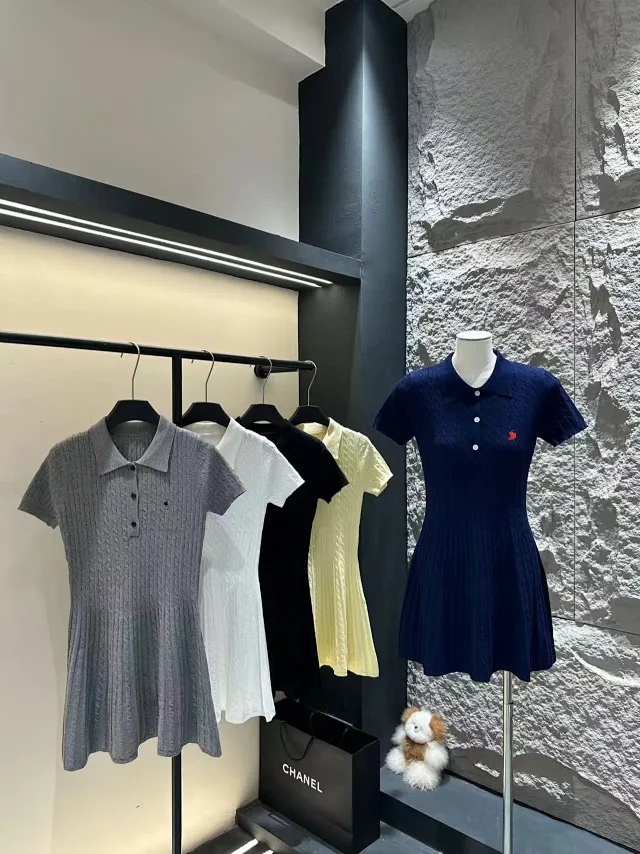 Polo Ralph Lauren Dresses Cable-Knit Short-Sleeve Collar Fit-and-Flare Dress product detail image 13