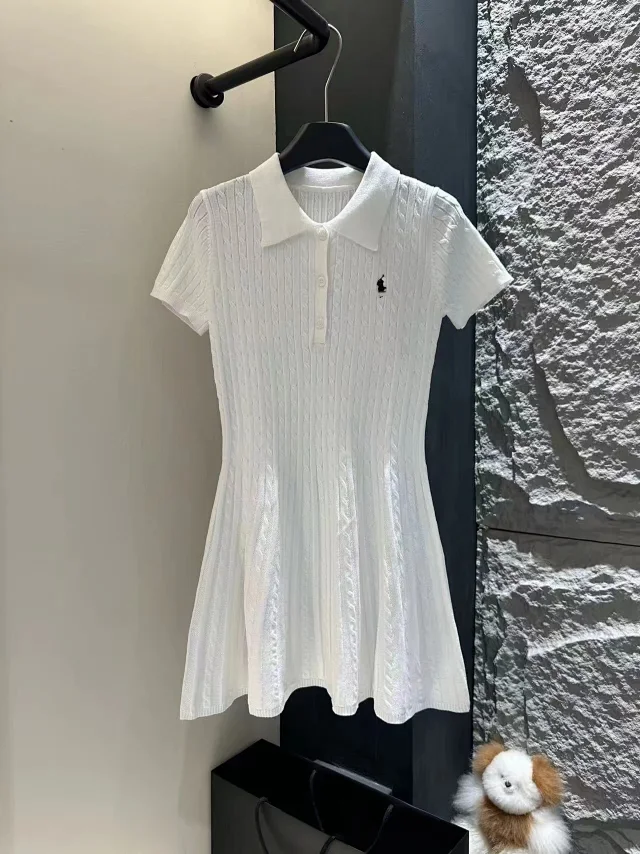 Polo Ralph Lauren Dresses Cable-Knit Short-Sleeve Collar Fit-and-Flare Dress product detail image 11