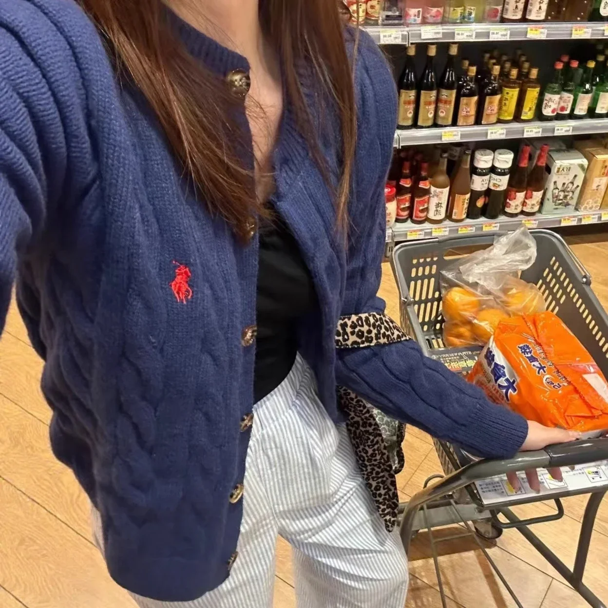 1to1reps Hoodies/Sweaters fashion reps product 可扫码RL粗麻花针织毛衣开衫小马刺绣正确