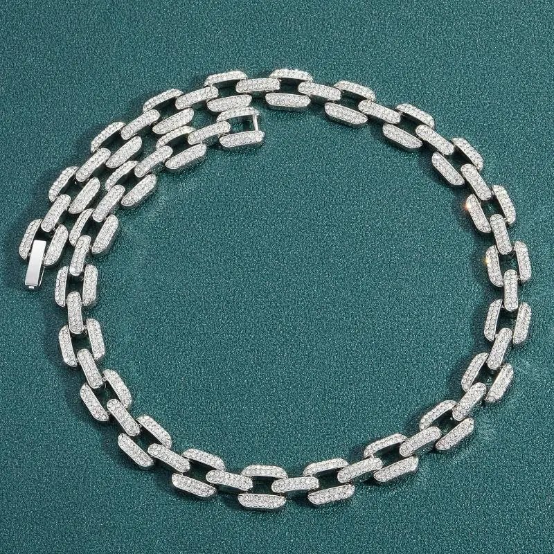 Men Geometric Diamond Necklace Athletic Style