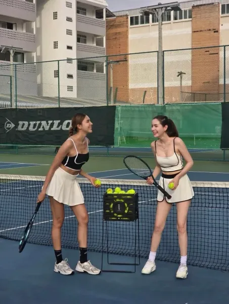 Alo Sage Green Two-Piece Tennis Set with White Trim Activewear - 2
