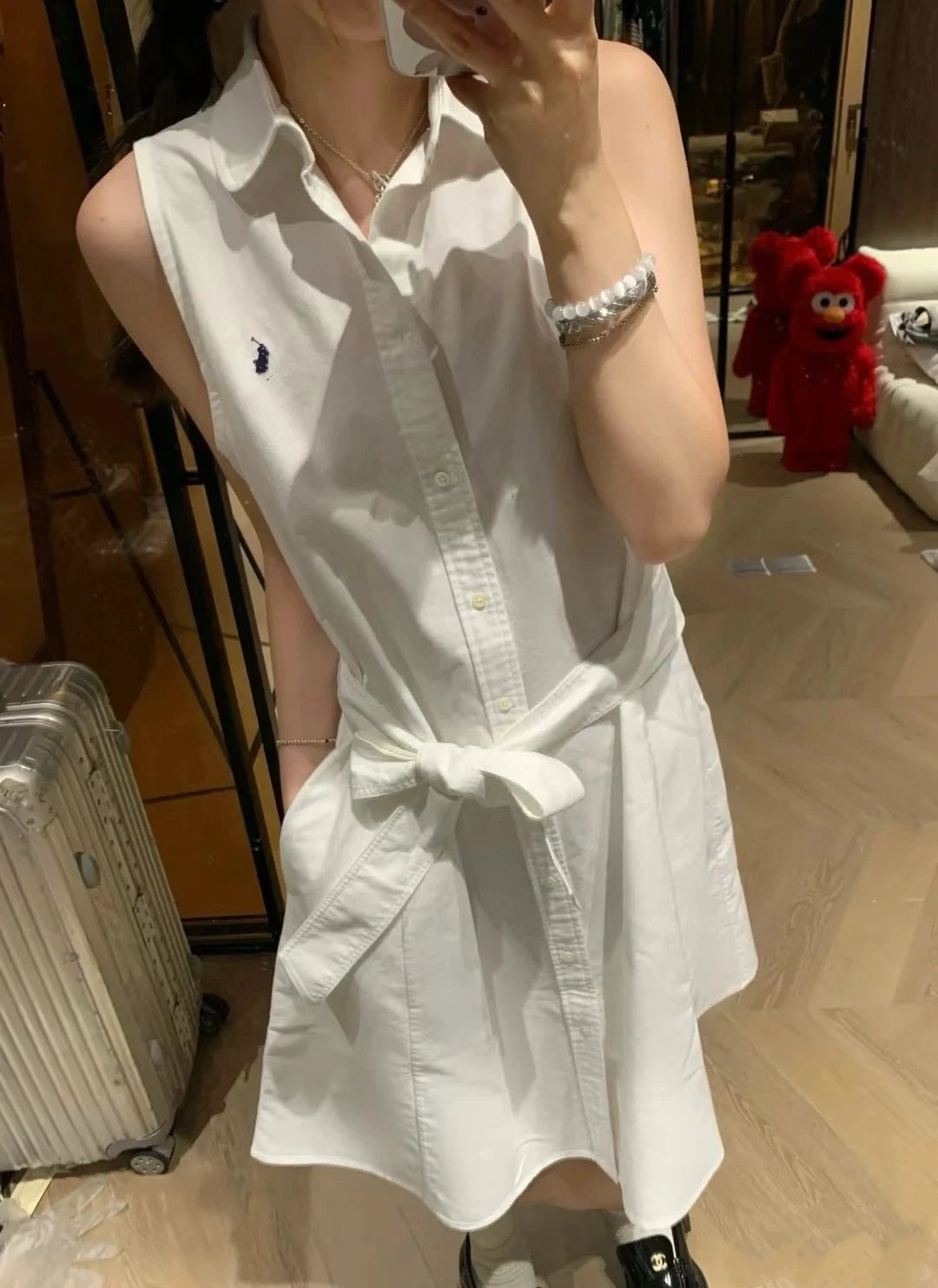 Polo Ralph Lauren Sleeveless Shirt Dress White - 4