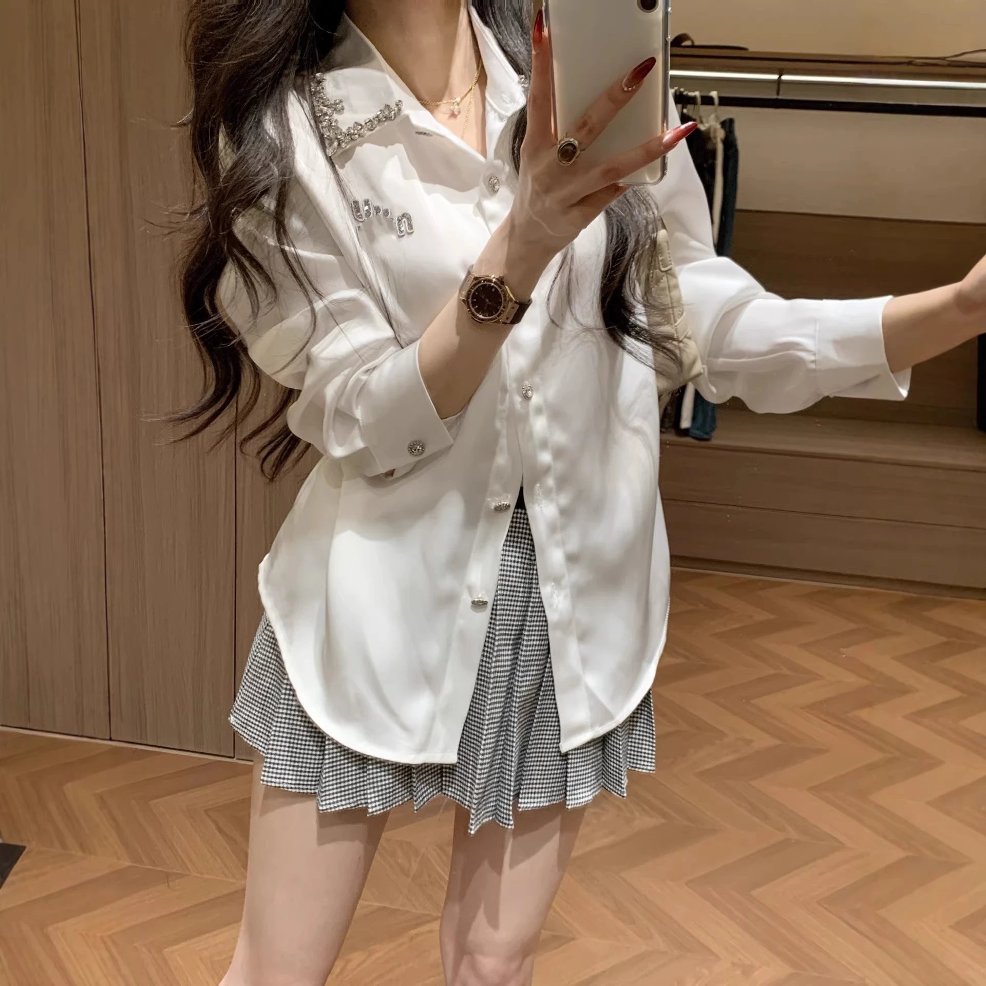 White Elegant Button-Up Shirt