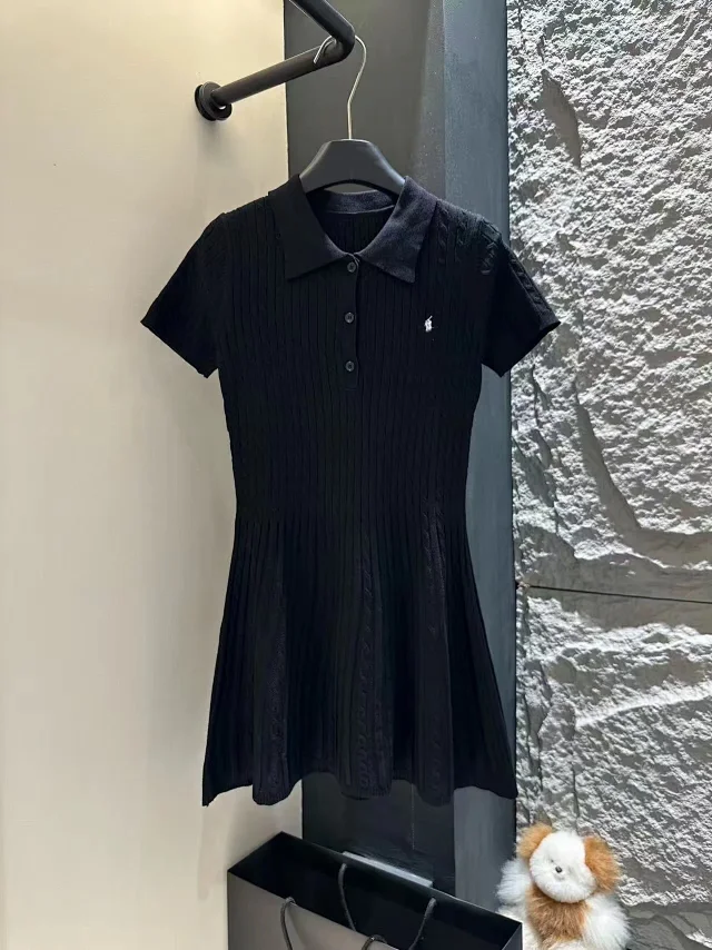 Polo Ralph Lauren Dresses Cable-Knit Short-Sleeve Collar Fit-and-Flare Dress product detail image 9