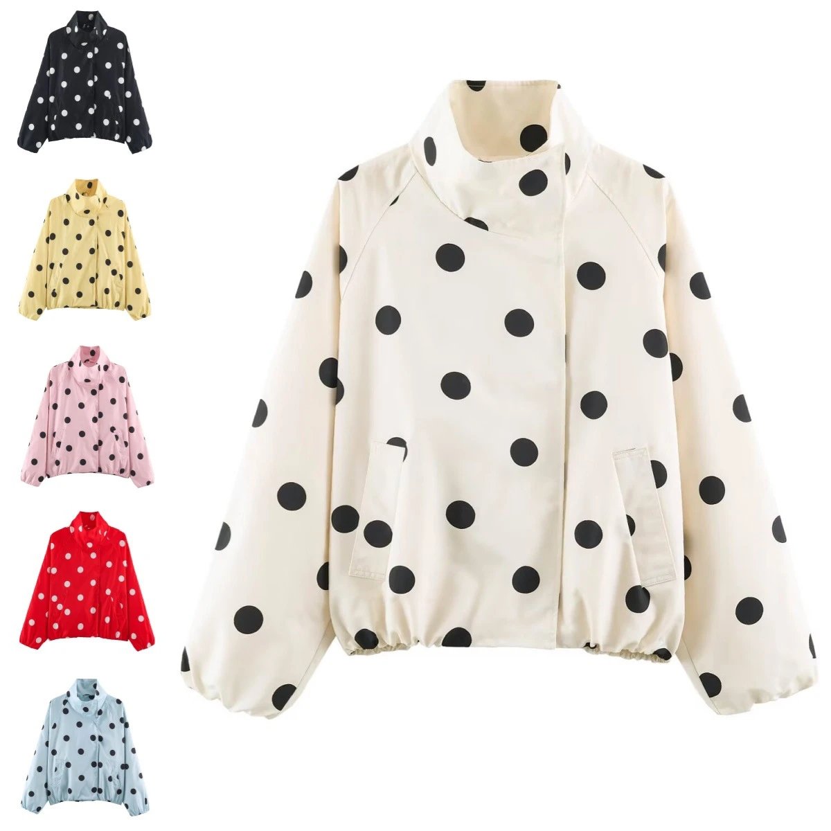 2026 Autumn French Retro High Collar Print Cas