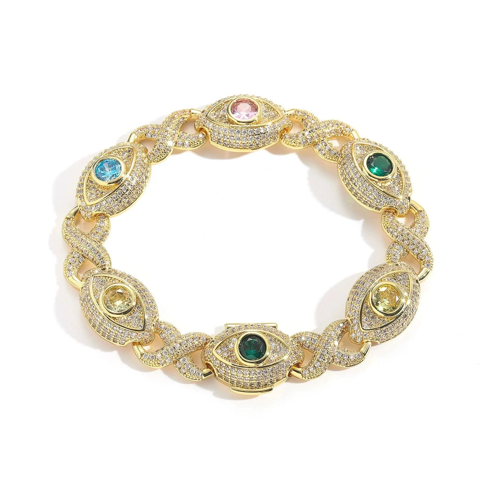 Cijishi Colorful 14mm Zircon Chain Hip Hop Fas