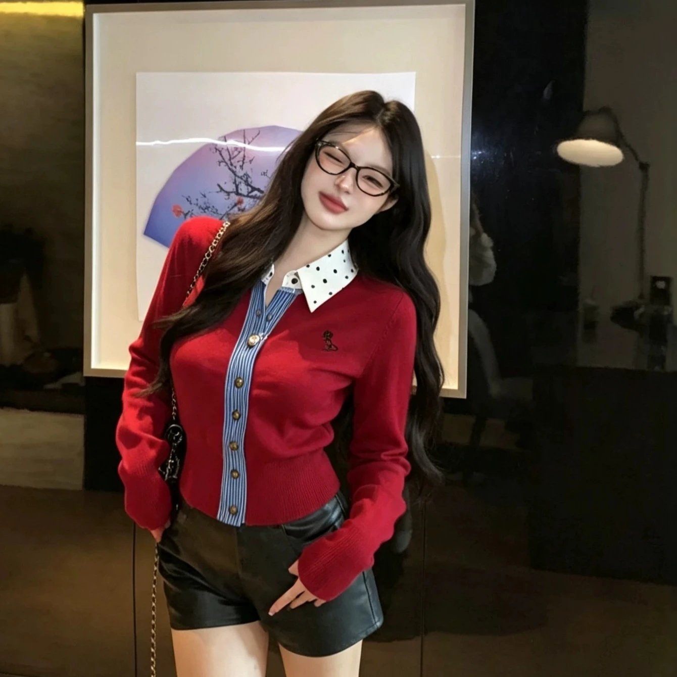 Vivi Athletic Knit Top Retro Style Open Front 