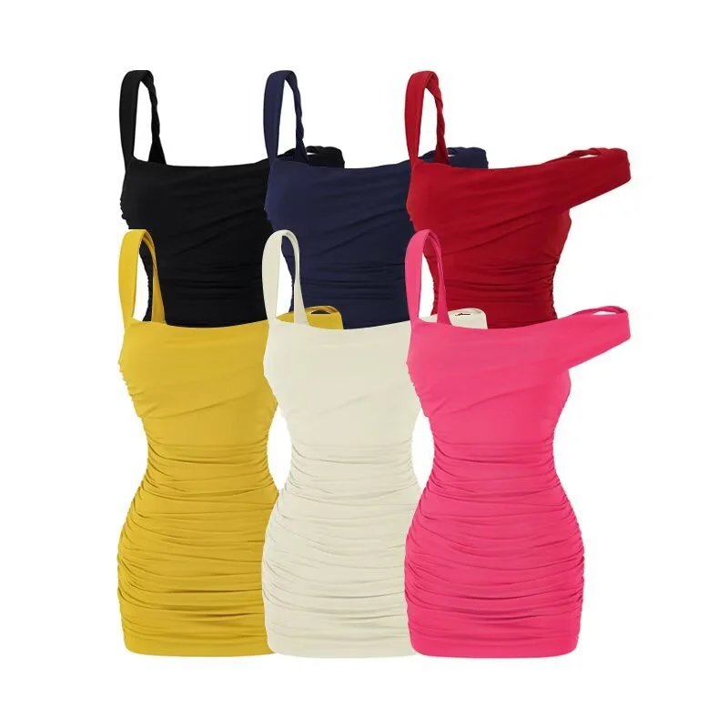 2026 Athletic Slant Shoulder Mini Dress
