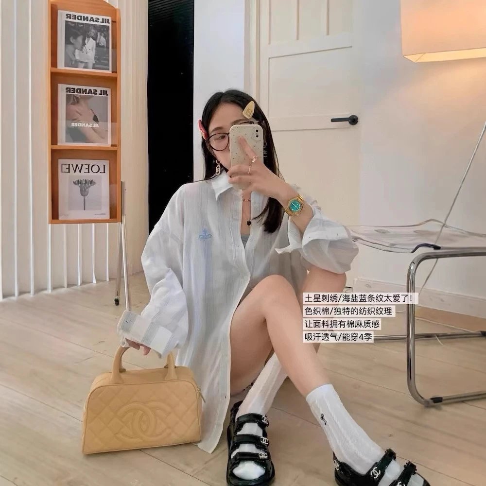 Chanel White Oversized Button-