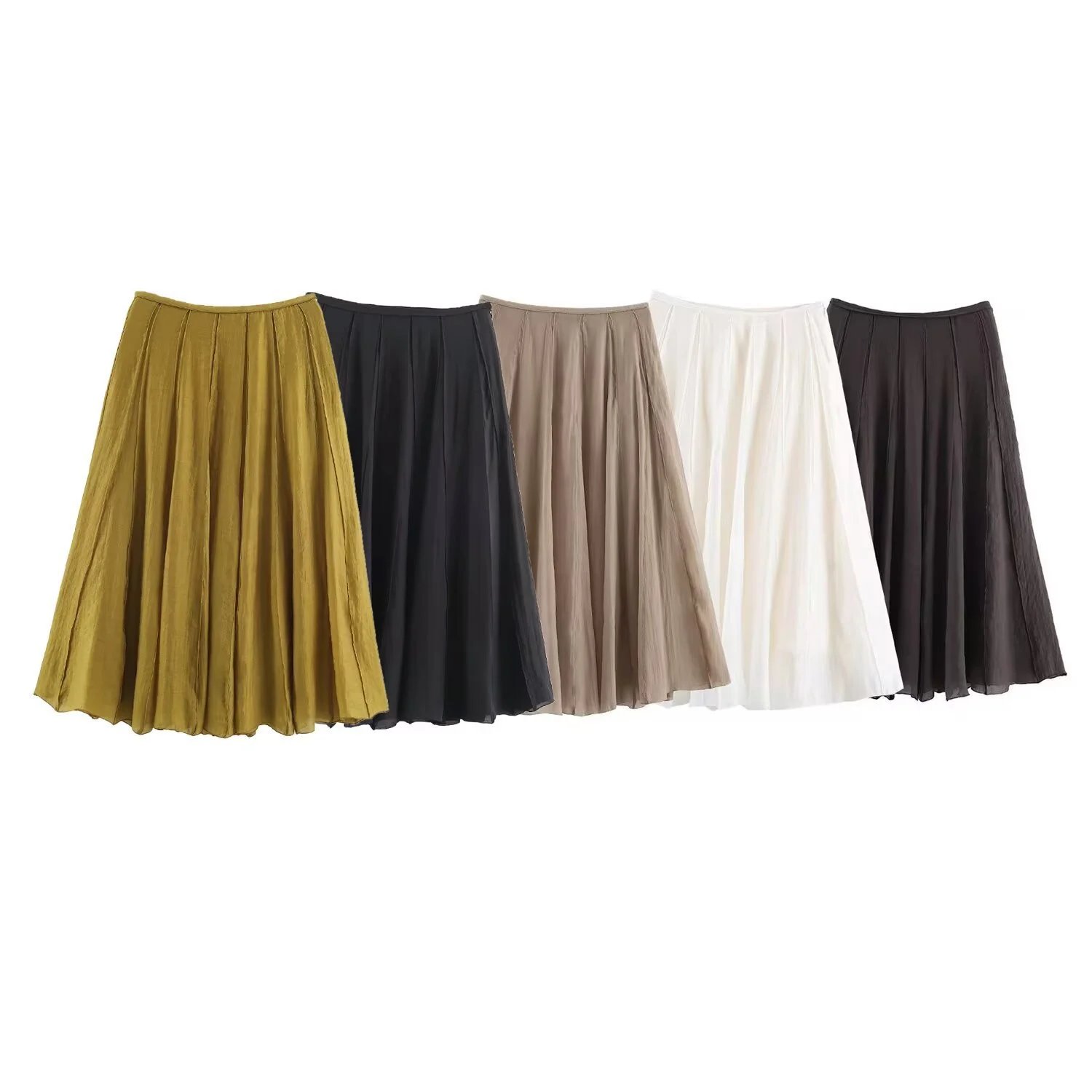 2026 Autumn High Waist Pleated Midi Skirt