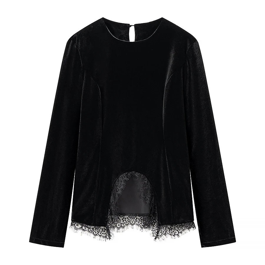 Velvet Long Sleeve Blouse