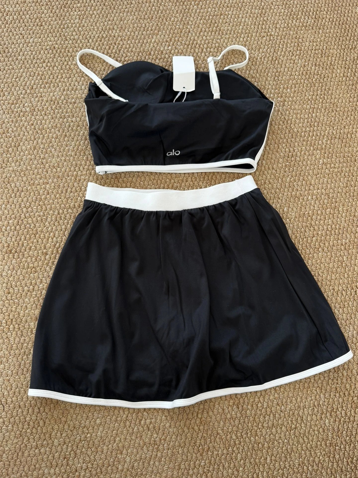 Alo Sage Green Two-Piece Tennis Set with White Trim Activewear - 10