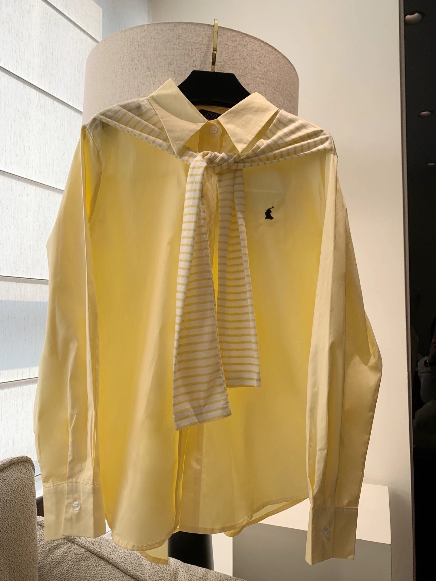 Polo Ralph Lauren Classic Fit Shirt with Striped Scarf White Blue Shirt - 13