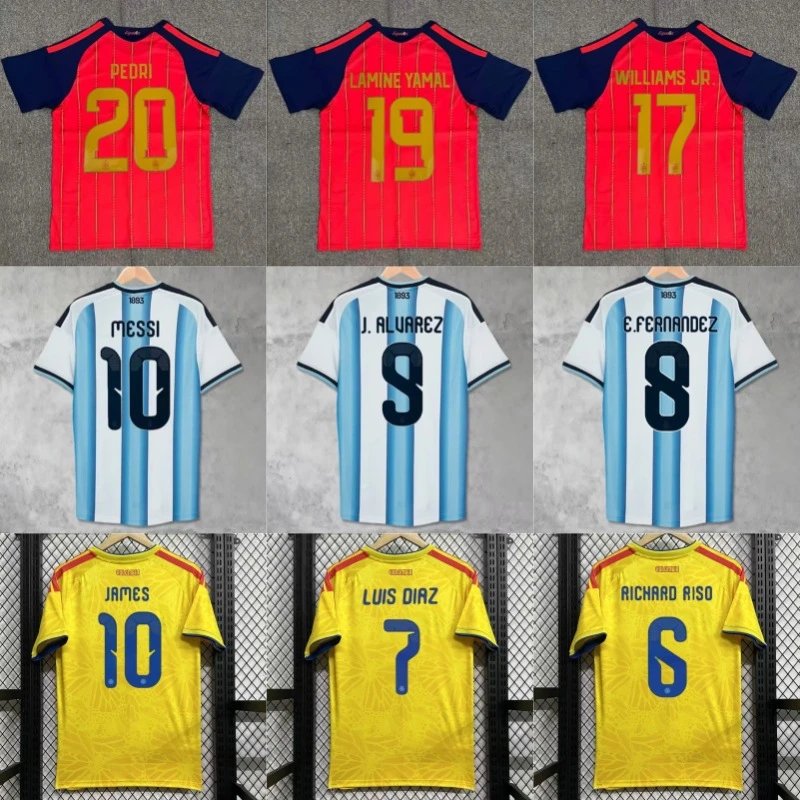 LJR batch Argentina Football Jersey Messi 10, Alvarez 9, Fernandez 8, James 10, Luis Diaz 7, Richard Riso 6